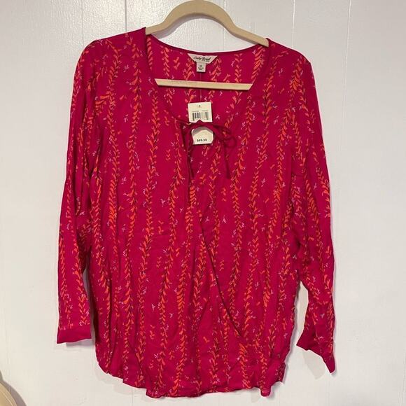 NWT Lucky Brand Pink Floral Boho Blouse Women’s Medium - Picture 1 of 8